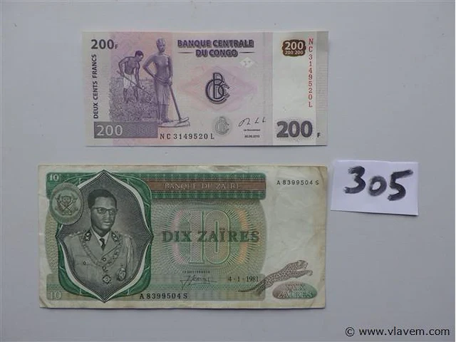 Bankbiljetten uit congo en zaïre - afbeelding 1 van  2