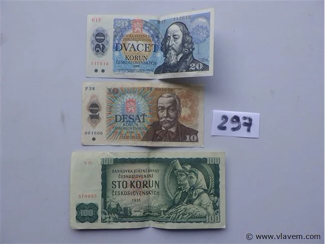 Bankbiljetten uit czechoslovakije - afbeelding 1 van  2