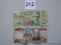 Bankbiljetten uruguay 20 en 5000 pesos - afbeelding 1 van  2