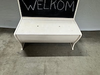 Bankje met krijtbord, wit, vintage - afbeelding 1 van  4