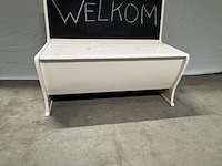 Bankje met krijtbord, wit, vintage - afbeelding 2 van  4