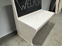 Bankje met krijtbord, wit, vintage - afbeelding 3 van  4