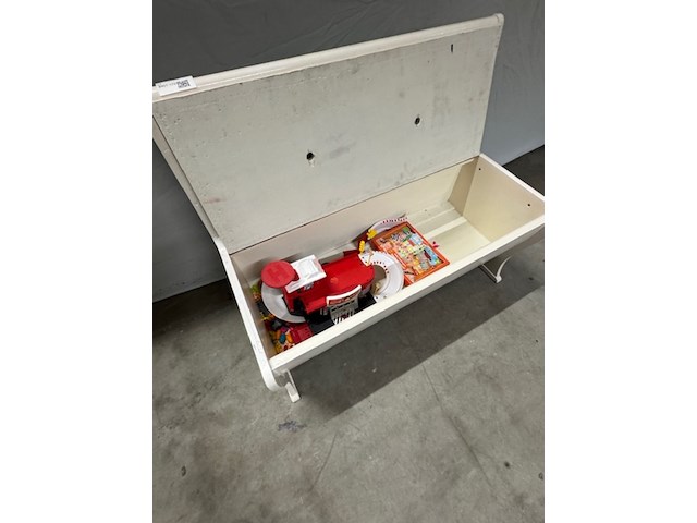 Bankje met krijtbord, wit, vintage - afbeelding 4 van  4