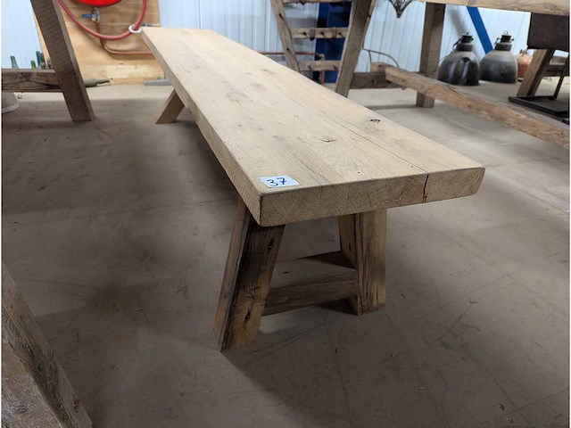 Bankje oud eiken 220x35cm - afbeelding 1 van  2