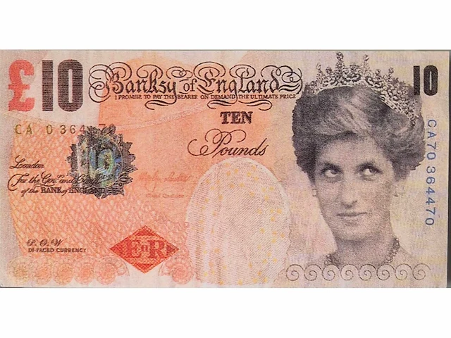 Banksy / di faced tenner - bankbiljet - 30 x 30 - afbeelding 1 van  5
