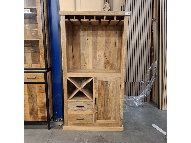Bar-/wijnkast, mangohout 90x40x170 cm, 2026 - afbeelding 1 van  5