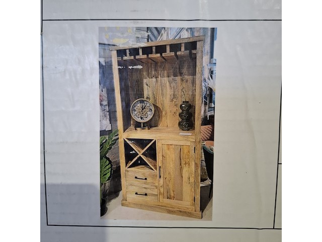 Bar-/wijnkast, mangohout 90x40x170 cm, 2026 - afbeelding 3 van  5