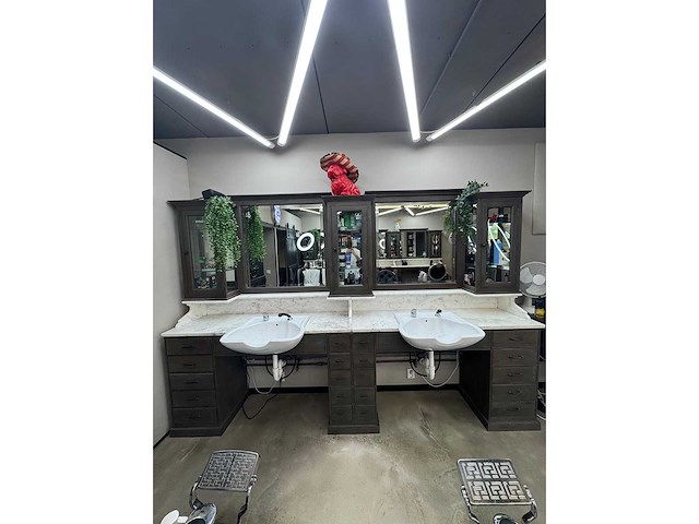 Barber furniture - hardhout met marmer - haarverzorging - afbeelding 2 van  17