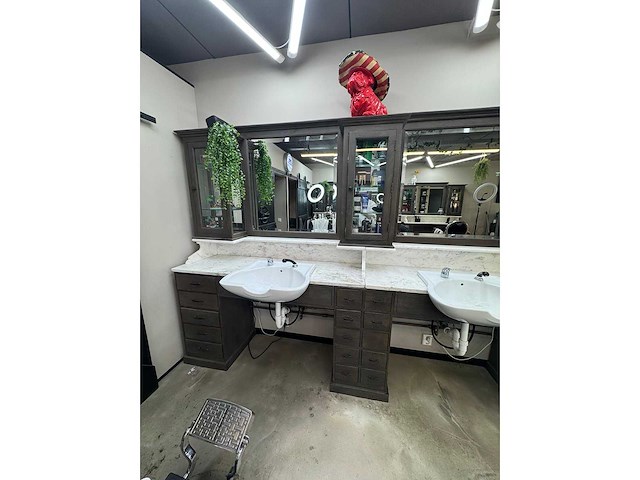 Barber furniture - hardhout met marmer - haarverzorging - afbeelding 9 van  17
