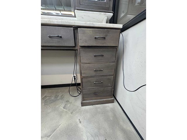 Barber furniture - hardhout met marmer - haarverzorging - afbeelding 14 van  17