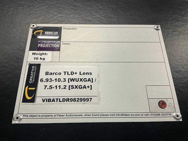 Barco tld+ lens 6.93–10.3:1 projectorlens - afbeelding 8 van  8