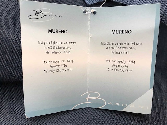 Bardani mureno ligbed inklapbaar (2x) - afbeelding 3 van  5