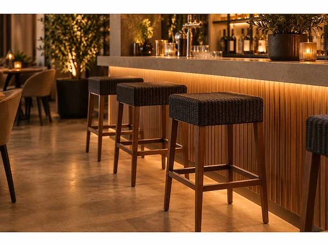 Barkruk loom espresso ongebruikt (4x) - afbeelding 2 van  2