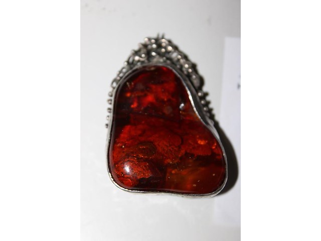Barnsteen in zilveren hanger. afmeting 4 x 6 cm. - afbeelding 2 van  3