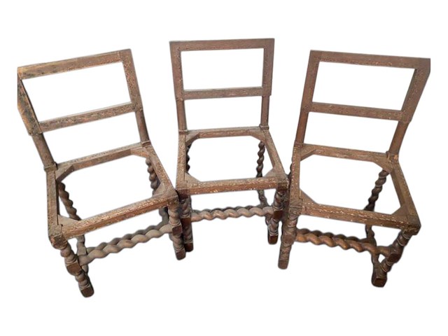 Barok antieke vintage houten stoelen frame (3x) - afbeelding 6 van  6