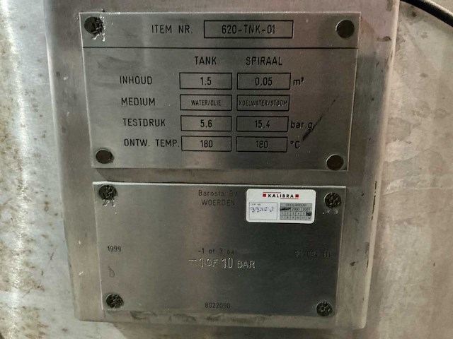 Barosta 620-tnk-01 rvs procestank met interne spiraal en pompunit - afbeelding 5 van  12