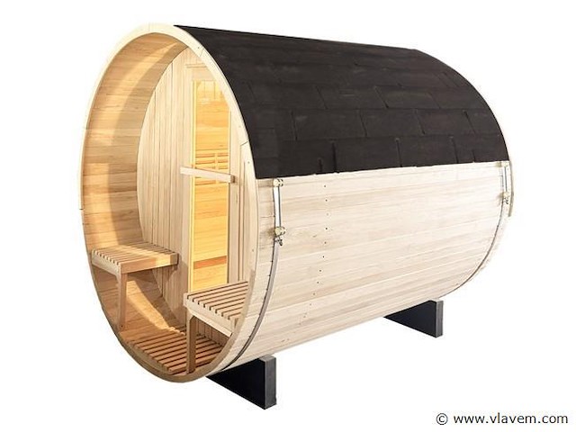 Barrelsauna rond - 200x240 cm - met kachel - afbeelding 1 van  4