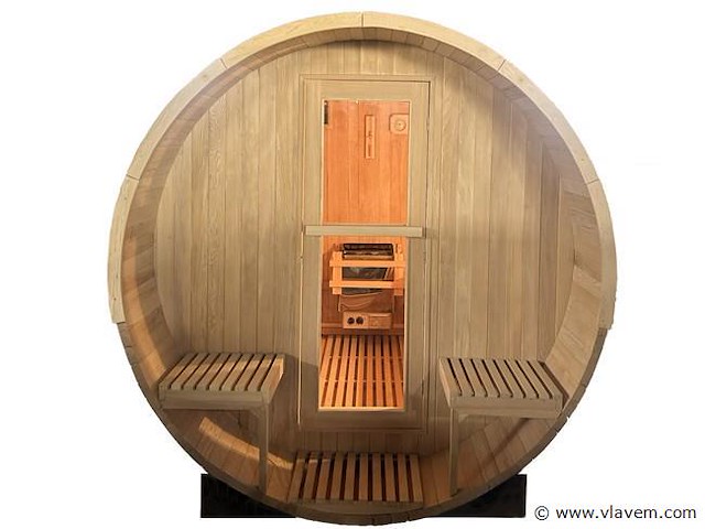 Barrelsauna rond - 200x240 cm - met kachel - afbeelding 2 van  4