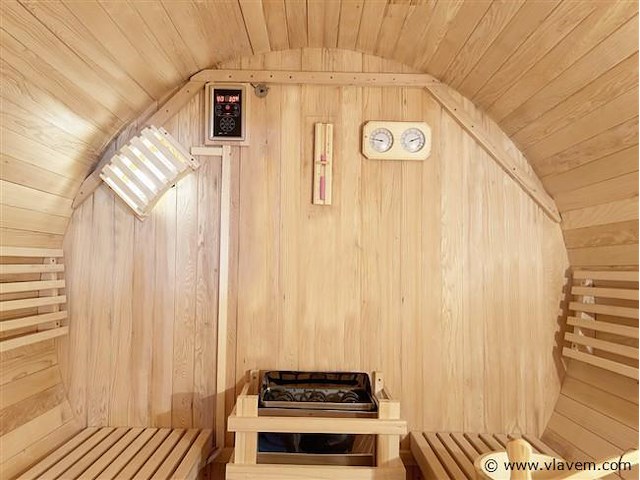 Barrelsauna rond - 200x240 cm - met kachel - afbeelding 3 van  4