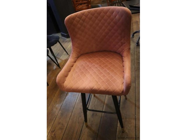Barstoelen - kleur oud roze gestoffeerd - 2 stuks - afbeelding 2 van  7