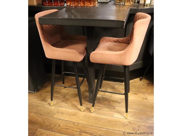 Barstoelen - kleur oud roze gestoffeerd - 2 stuks - afbeelding 1 van  7