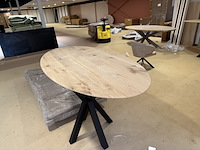 Bartafel, eiken, zwart metalen spinpoot - afbeelding 3 van  4
