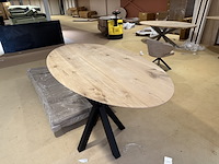 Bartafel, eiken, zwart metalen spinpoot - afbeelding 2 van  4