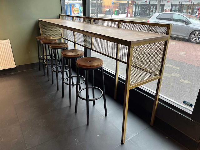 Bartafel met 5x barkruk - afbeelding 1 van  4