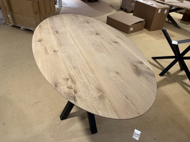 Bartafel, naturel eikenhout, zwart metalen poot - afbeelding 4 van  4