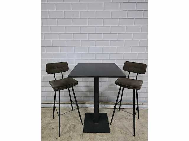 Bartafel set bestaande uit 1 tafel en 2 krukken - afbeelding 3 van  6
