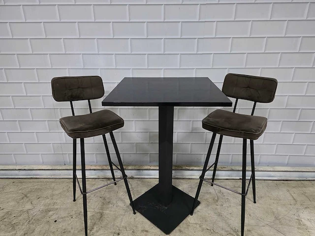 Bartafel set bestaande uit 1 tafel en 2 krukken - afbeelding 2 van  8