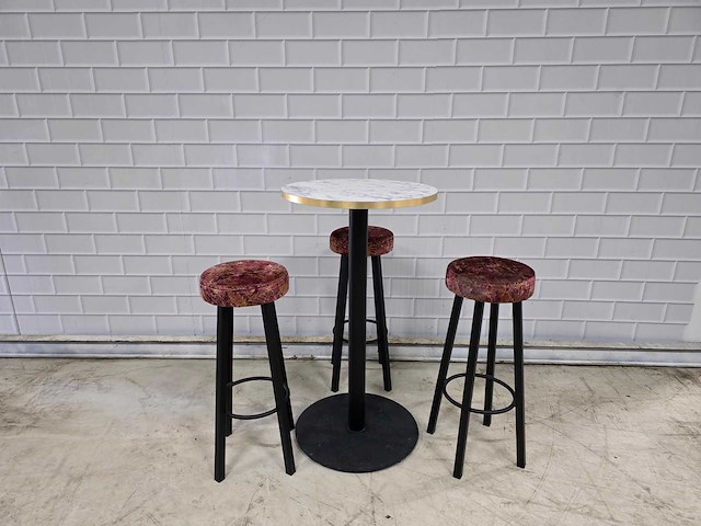 Bartafel set bestaande uit 1 tafel en 3 krukken - afbeelding 1 van  7