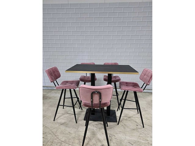 Bartafel set bestaande uit 1 tafel en 5 krukken - afbeelding 2 van  8