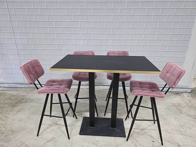 Bartafel set bestaande uit 1 tafel en 5 krukken - afbeelding 3 van  8