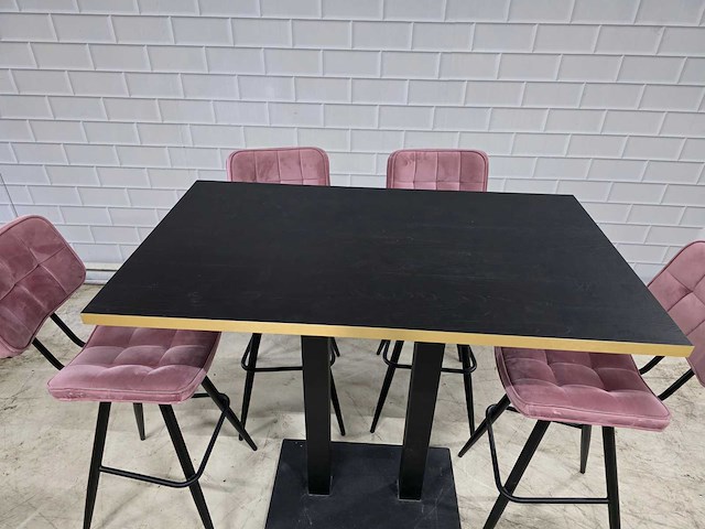 Bartafel set bestaande uit 1 tafel en 5 krukken - afbeelding 5 van  8