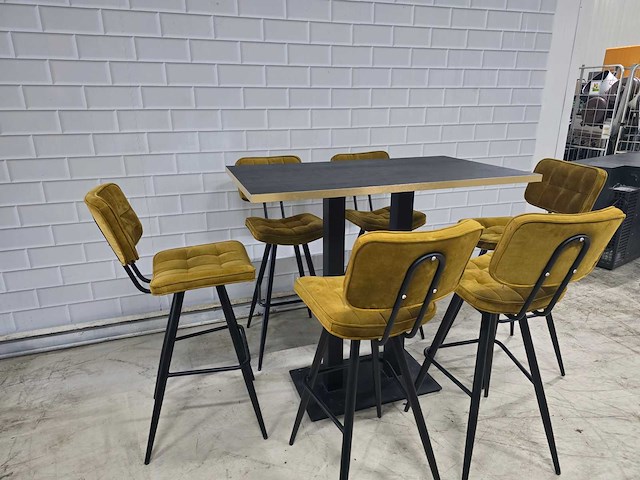 Bartafel set bestaande uit 1 tafel en 6 krukken - afbeelding 2 van  9