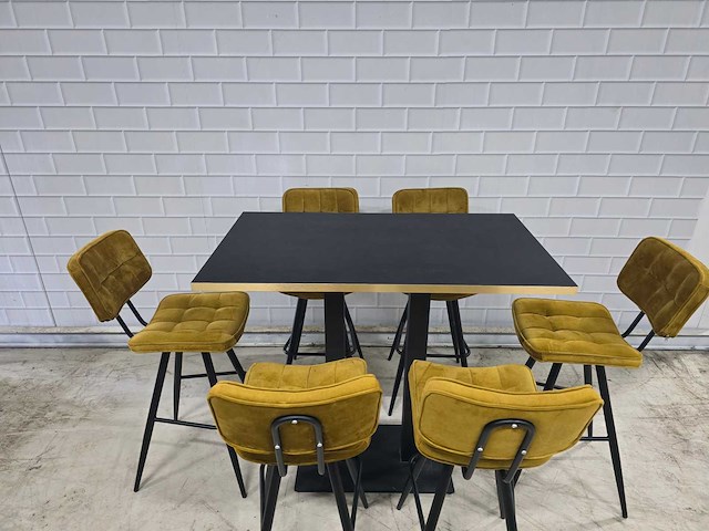 Bartafel set bestaande uit 1 tafel en 6 krukken - afbeelding 3 van  9