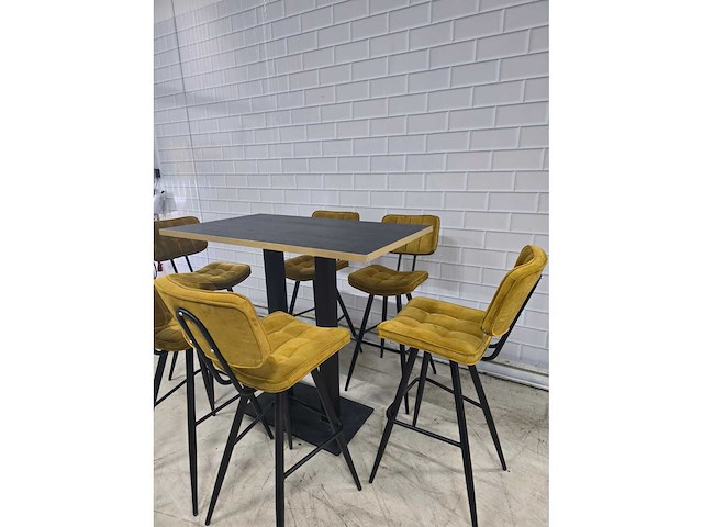 Bartafel set bestaande uit 1 tafel en 6 krukken - afbeelding 4 van  9