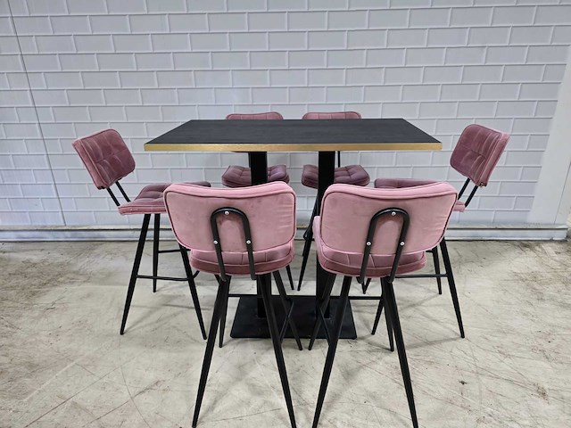 Bartafel set bestaande uit 1 tafel en 6 krukken - afbeelding 2 van  9
