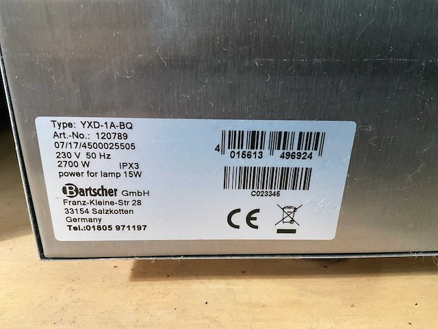 Bartscher yxd-1a-bq heteluchtoven (2x) - afbeelding 4 van  6