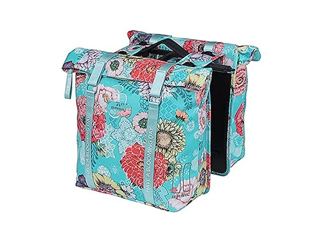 Basil bloom field dubbele fietstas mik 28-35 liter blauw - afbeelding 1 van  4