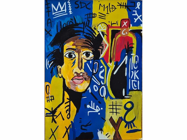 Basquiat-gouache/acryl op papier - afbeelding 1 van  3