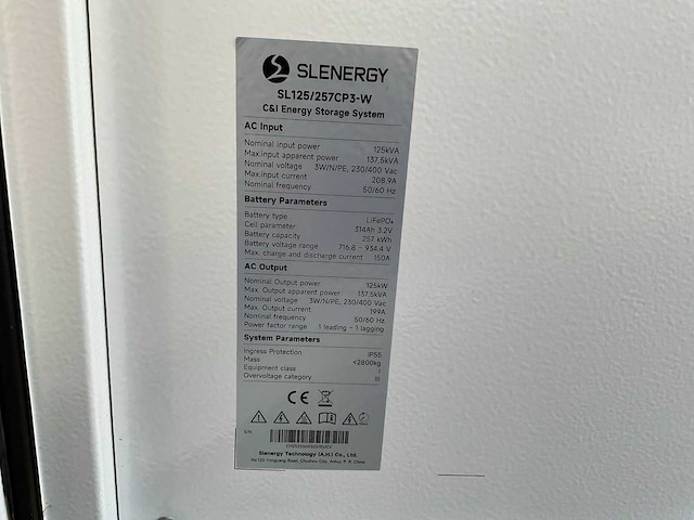 Battery slenergy sl125/257cp3-w energy storage system ongebruikt - afbeelding 8 van  11