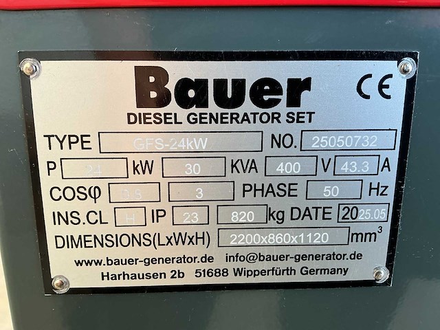 Bauer - gfs-24kw - noodstroomaggregaat - 33 kva (ongebruikt) - afbeelding 7 van  16