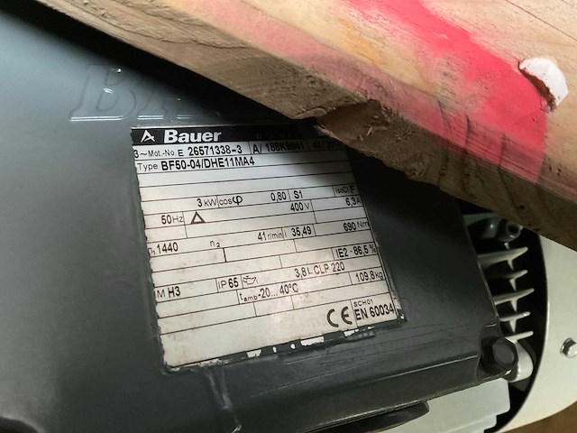 Bauer elektromotor met reductiekast (3x) - afbeelding 3 van  4