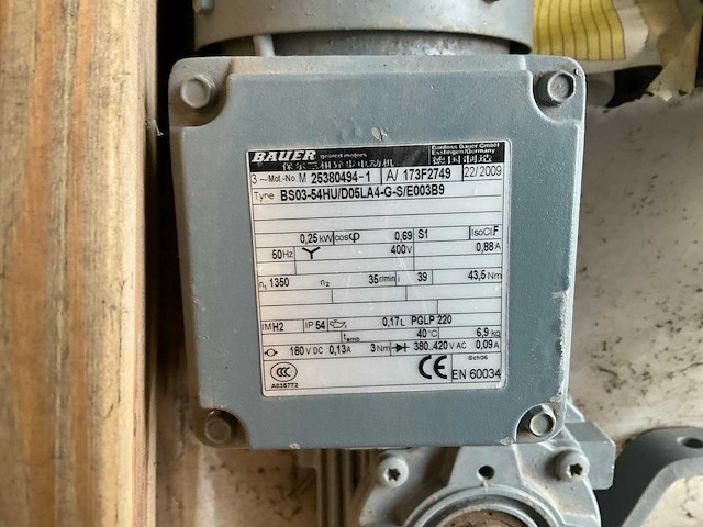 Bauer elektromotor met reductiekast (3x) - afbeelding 2 van  5