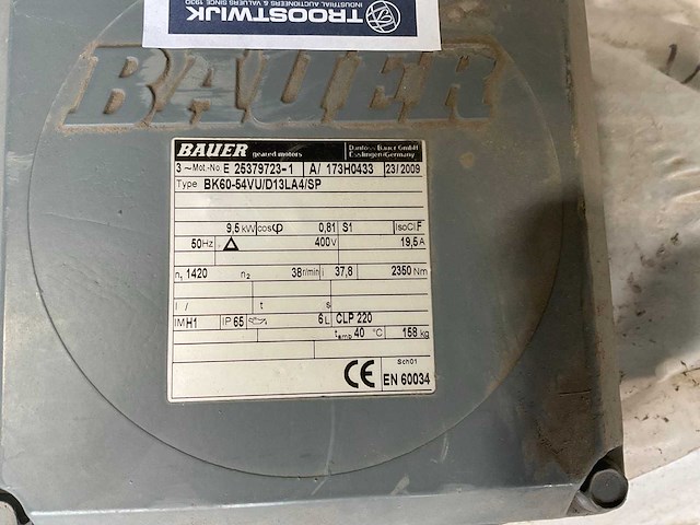 Bauer elektromotor met reductiekast (3x) - afbeelding 3 van  5