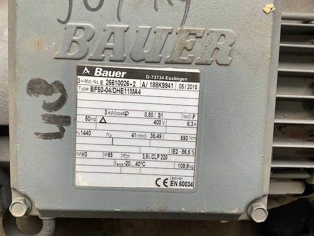 Bauer elektromotor met reductiekast (3x) - afbeelding 3 van  3