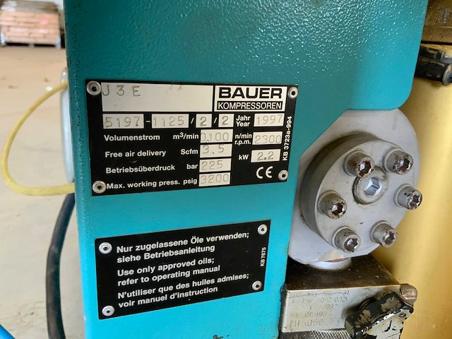 Bauer junior j3e luchtcompressor - afbeelding 2 van  10