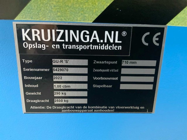 Bauer / kruizinga gu-r s verrijdbare kantelbare afvalbak - ongebruikt - afbeelding 6 van  6